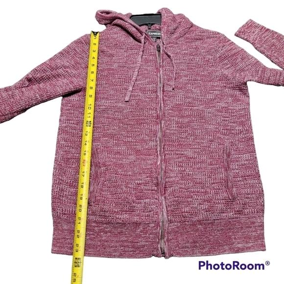 Express Full Zip Knit Hooded Sweater Knit Jacket Size Small - Picture 7 of 8